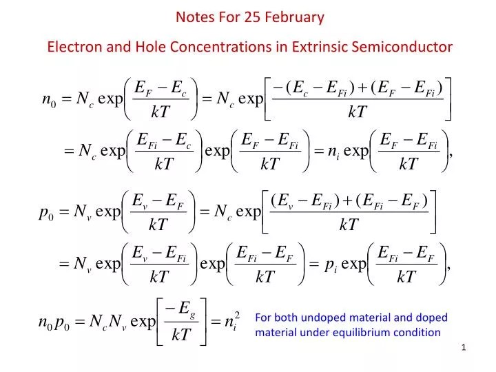 Hole Concentration In Intrinsic Semiconductor Derivation A Pictures