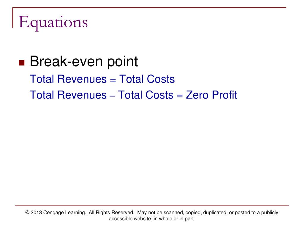 Break even point formula with only fixed and total cost Aslobuilder