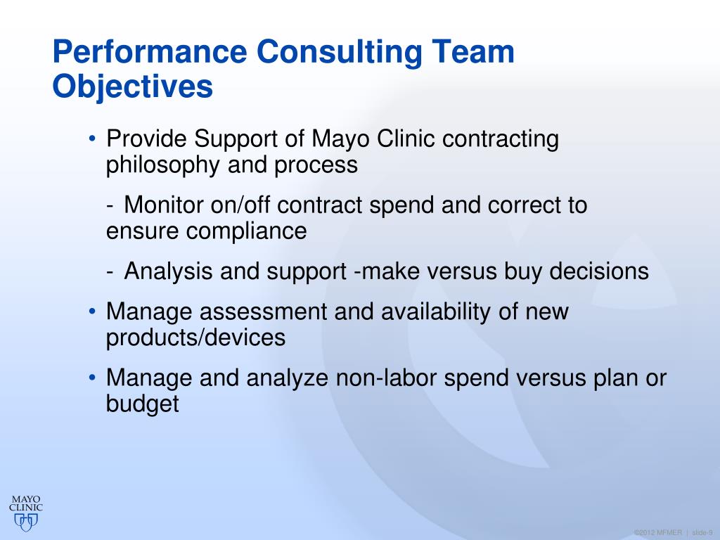 PPT Mayo Clinic Supply Chain Management Performance Consulting Team