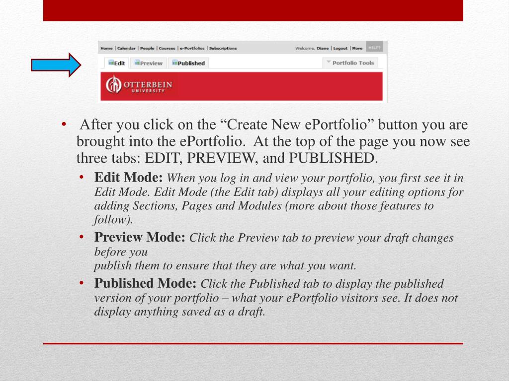 PPT ePortfolio Otterbein University PowerPoint Presentation, free