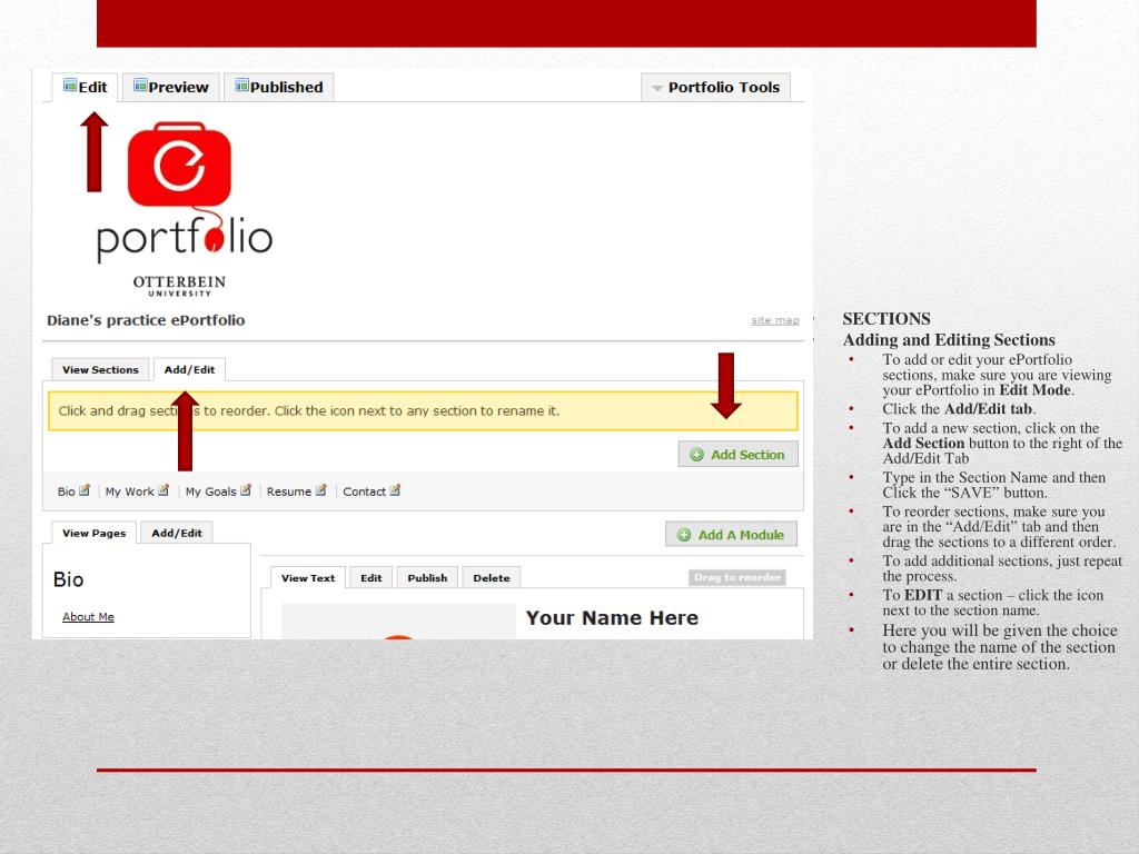 PPT ePortfolio Otterbein University PowerPoint Presentation, free
