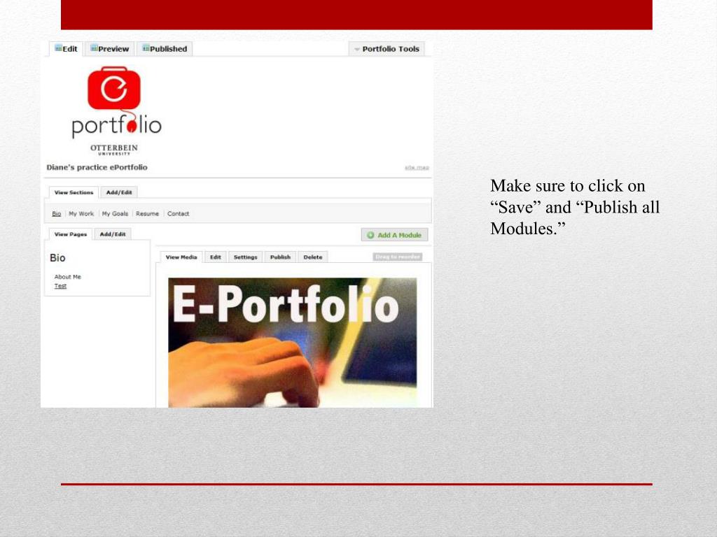 PPT ePortfolio Otterbein University PowerPoint Presentation, free