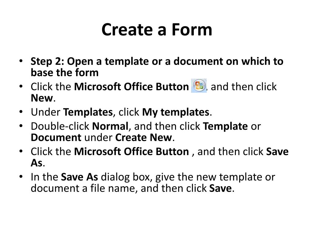 PPT Creating Forms in Word PowerPoint Presentation, free download
