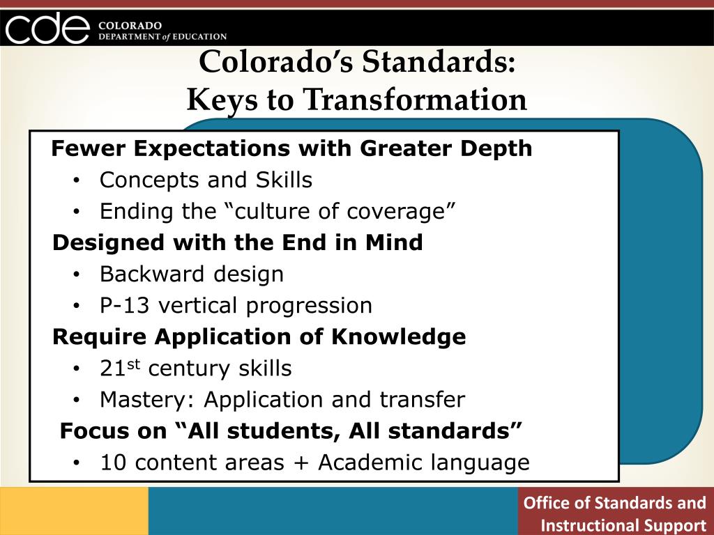 PPT Colorado Academic Standards and Curriculum Samples for Higher