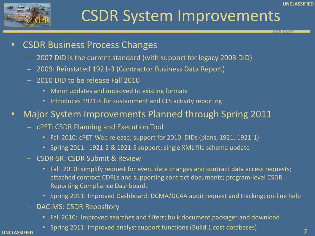 PPT DoD COST REPORTING OVERVIEW CSDR & EVMCR PowerPoint Presentation