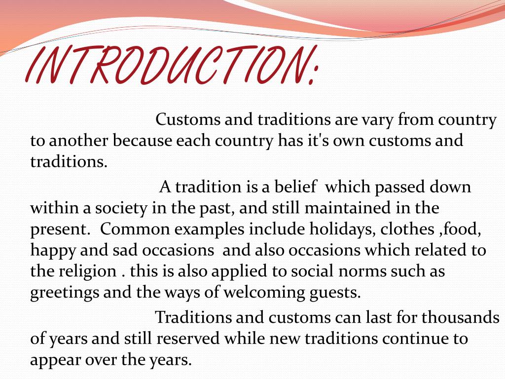 PPT customs and traditions PowerPoint Presentation, free download