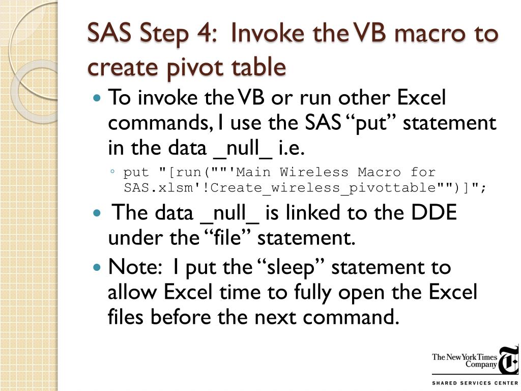 PPT SAS Code to Export and Create Pivot Tables in Excel 2007