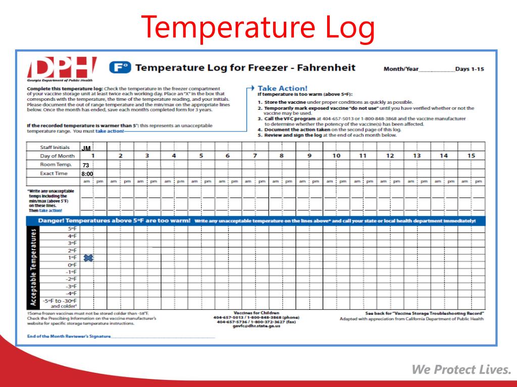 Monthly Refrigerator Temperature Log Home Beverage Fridge