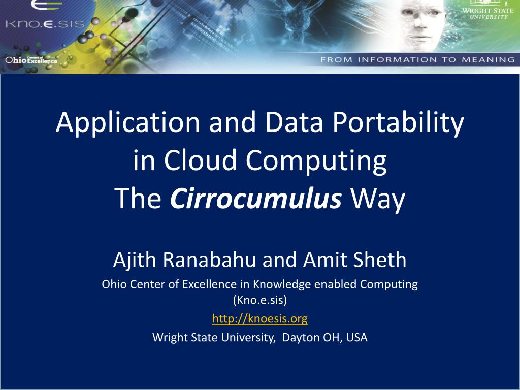 PPT Application and Data Portability in Cloud Computing The