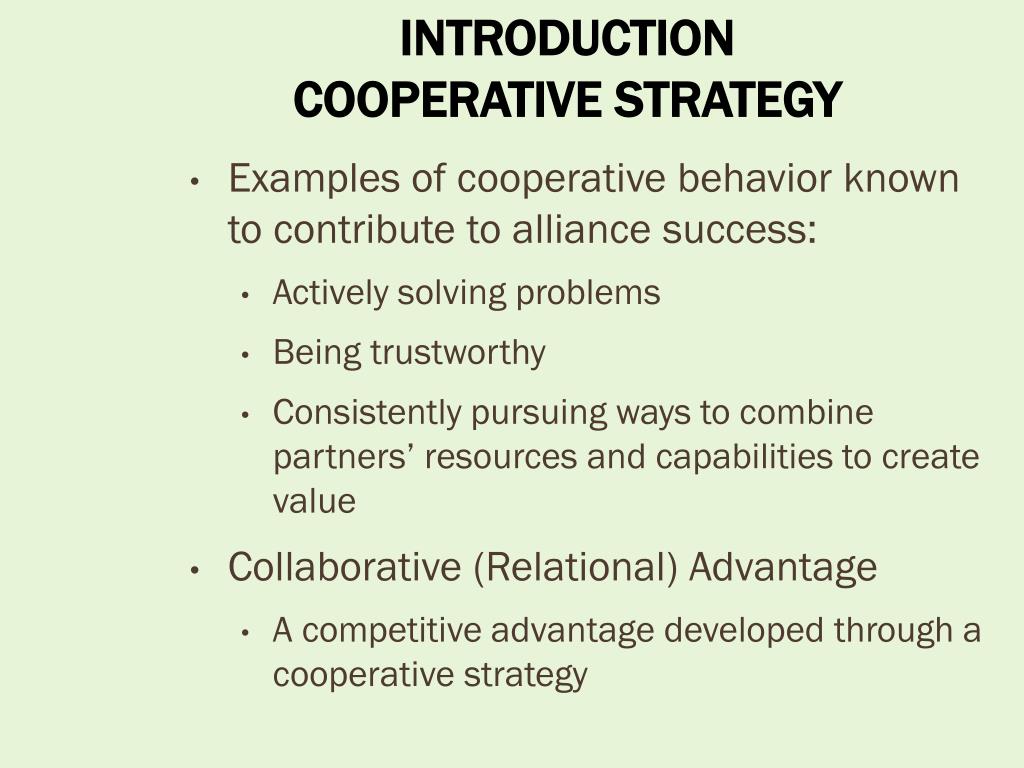 PPT CHAPTER 9 COOPERATIVE IMPLICATIONS FOR STRATEGY PowerPoint