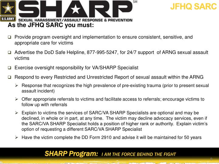PPT SHARP Standdown Refresher Training Commanders and JFHQ SARCs VA