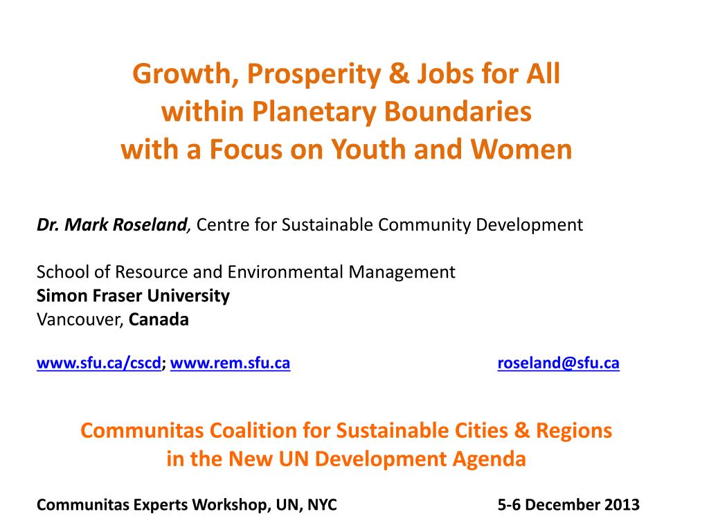 PPT Growth, Prosperity & Jobs for All w ithin Boundaries w