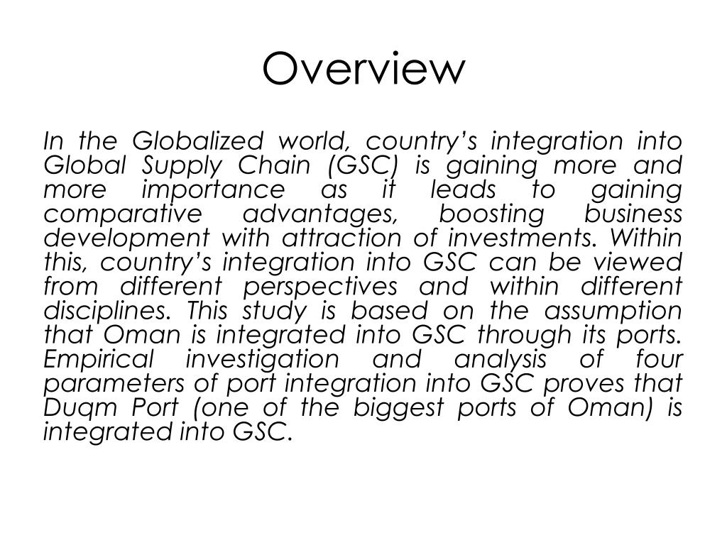 PPT Integration of Oman into Global Supply Chain through ports case