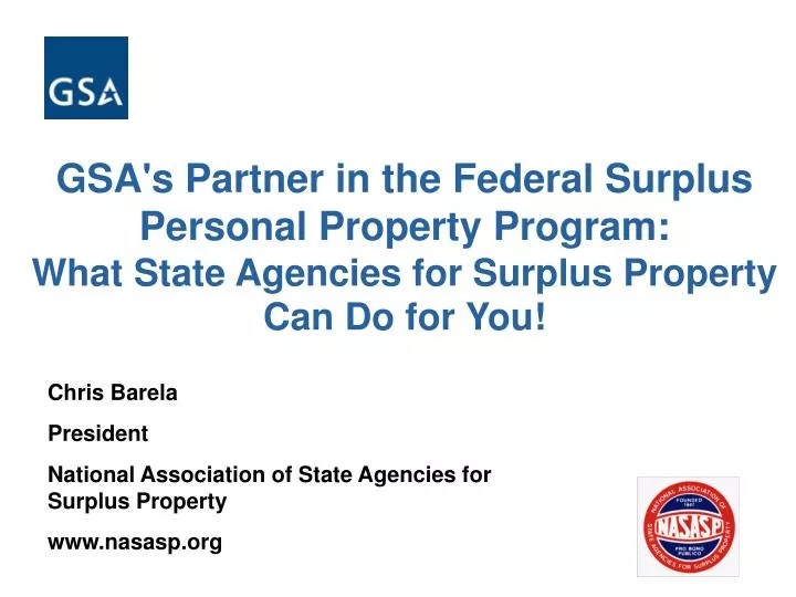 PPT GSA's Partner in the Federal Surplus Personal Property Program