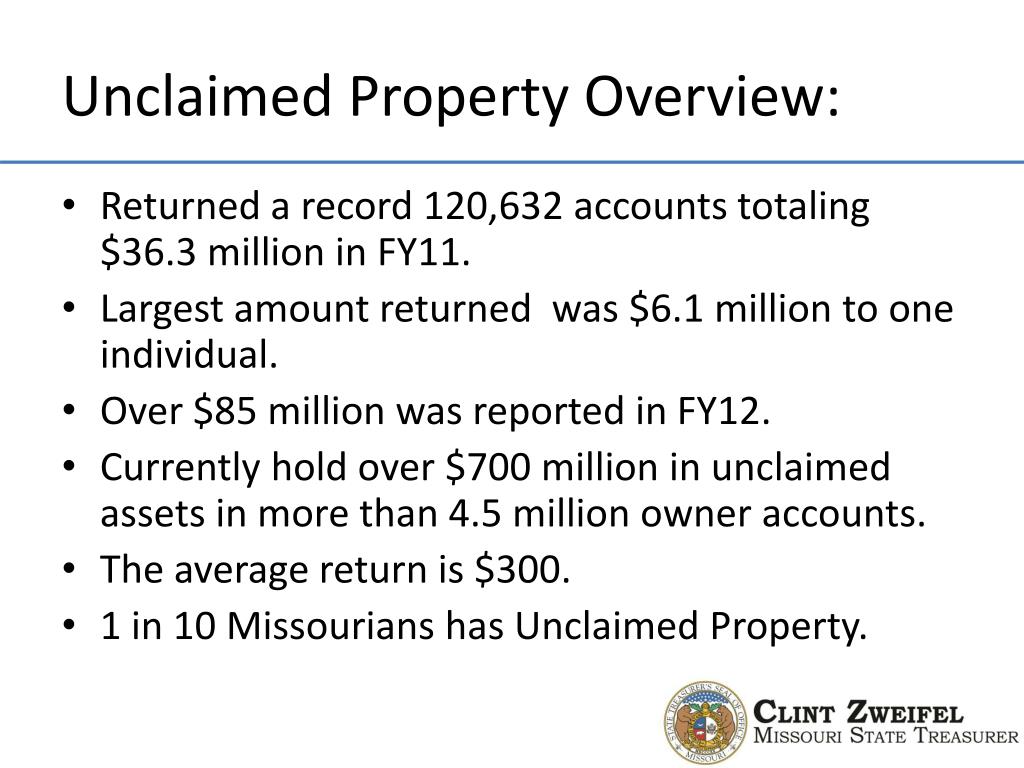 PPT Unclaimed Property PowerPoint Presentation, free download ID