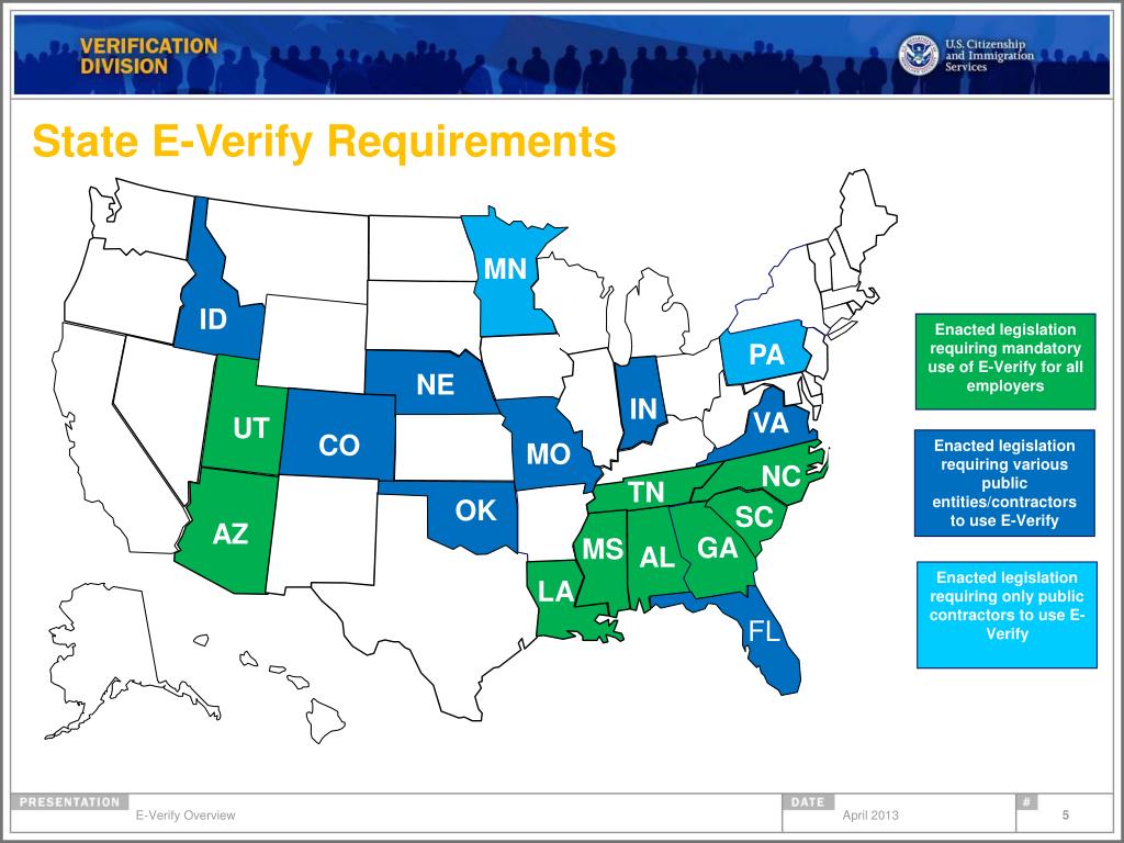 E Verify State Map PPT EVerify Overview PowerPoint Presentation, free download ID1692562