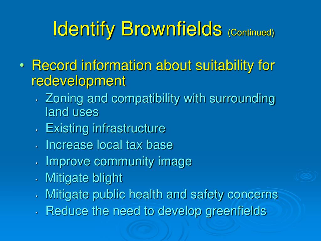 PPT Brownfields Redevelopment Steps and Resources PowerPoint