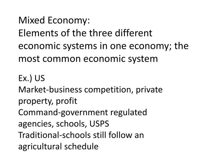 PPT Mixed Economy Elements of the three different