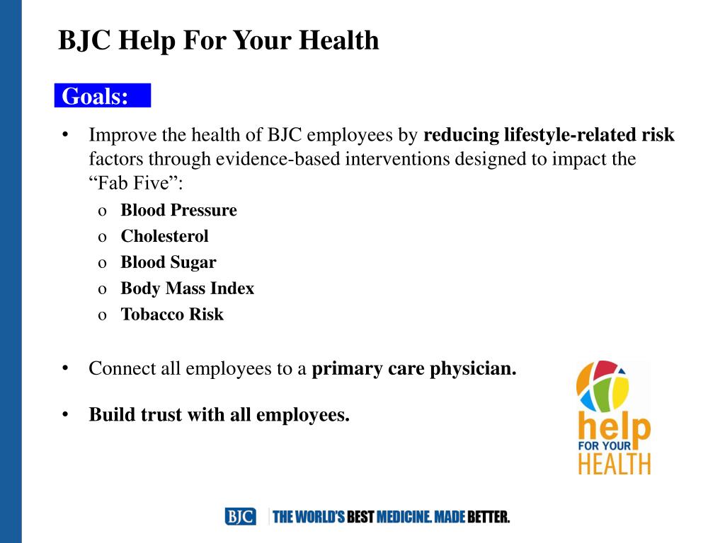 PPT Help for Your Health BJC’s Employee Wellness Program PowerPoint