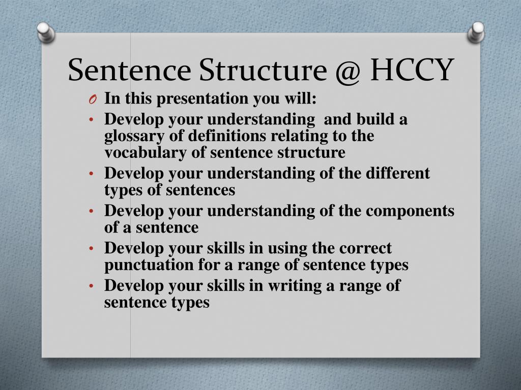 PPT SENTENCE STRUCTURE HCCY PowerPoint Presentation ID1700010