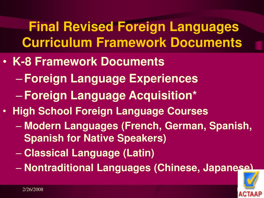 PPT Arkansas Foreign Language Curriculum Framework (2007) PowerPoint