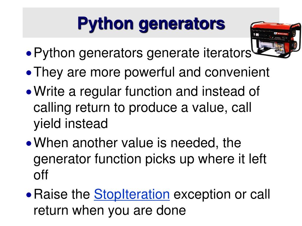 PPT Python iterators and generators PowerPoint Presentation, free download ID1705809