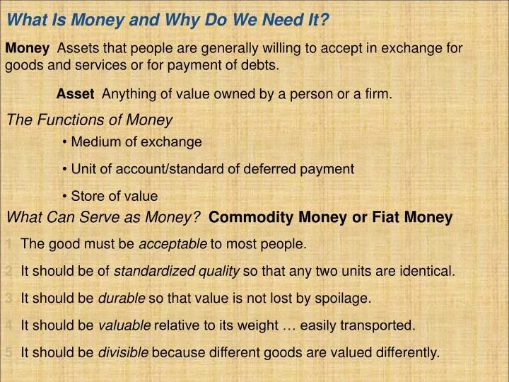 PPT What Is Money and Why Do We Need It? PowerPoint Presentation