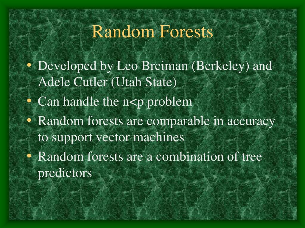 PPT Using Random Forests to explore a complex Metabolomic data set