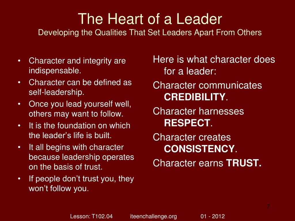 PPT The Heart of a Leader Developing the Qualities That Set Leaders