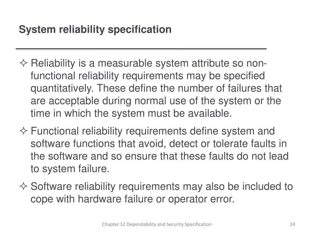 PPT Chapter 12 Dependability and Security Specification PowerPoint