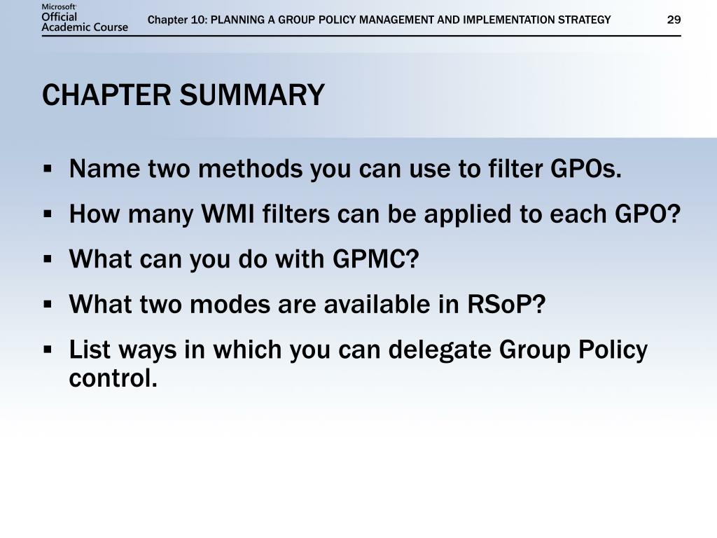 PPT PLANNING A GROUP POLICY MANAGEMENT AND IMPLEMENTATION STRATEGY