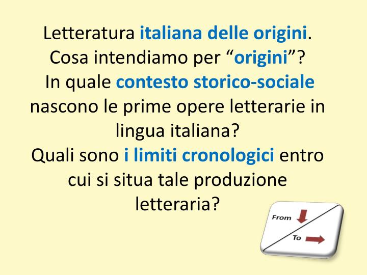 PPT La letteratura italiana delle origini PowerPoint