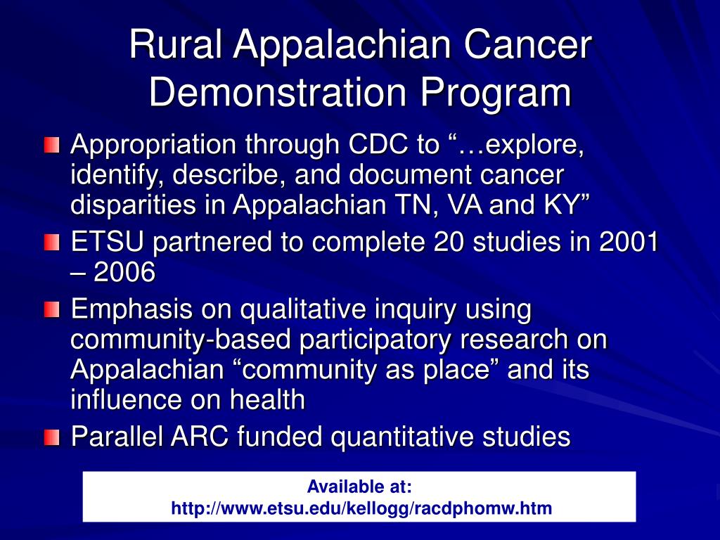 PPT Comprehensive Cancer Control Plans Implementation in Appalachian