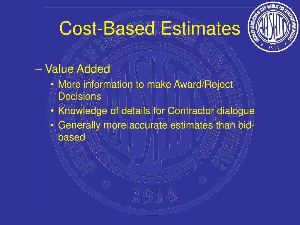 PPT AASHTO Technical Committee on Cost Estimating Annual Report Frank