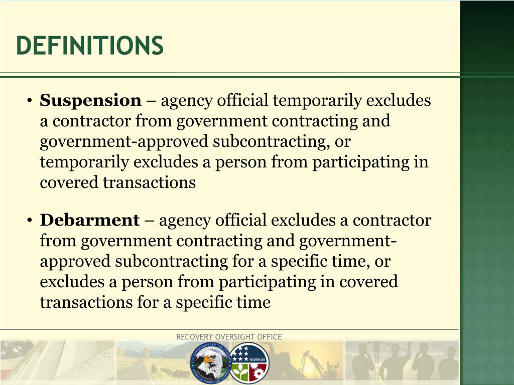 PPT Suspension and Debarment Concepts, Rules, and Process PowerPoint