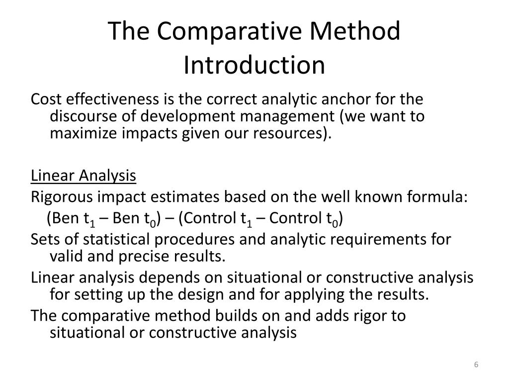 PPT The Comparative Method for Assessing Impacts and Cost