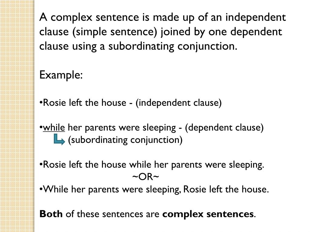 PPT Making Complex Sentences Using Subordinating Conjunctions