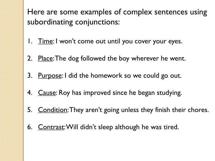 PPT Making Complex Sentences Using Subordinating Conjunctions