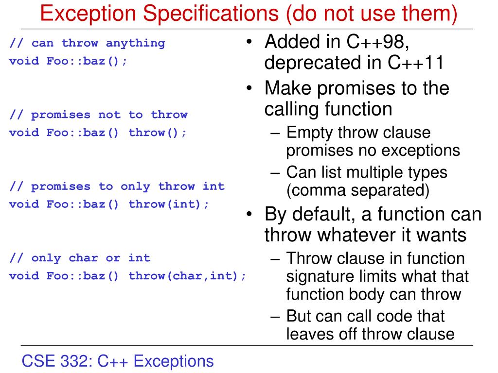 PPT Motivation for C++ Exceptions PowerPoint Presentation, free
