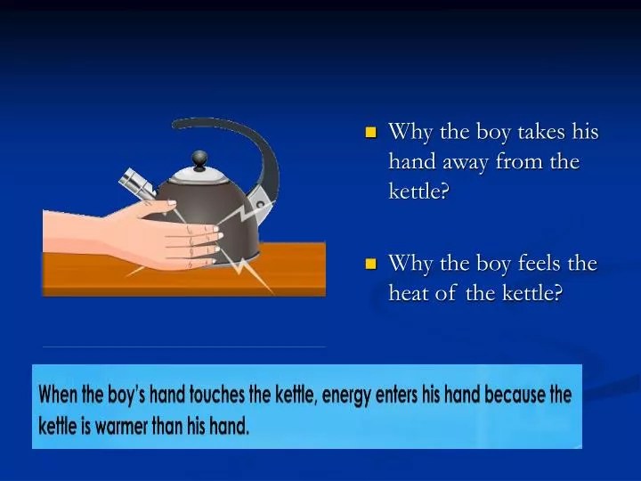 PPT Why the boy takes his hand away from the kettle? Why the boy