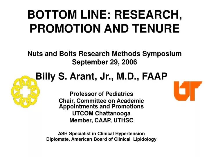 PPT BOTTOM LINE RESEARCH, PROMOTION AND TENURE Nuts and Bolts