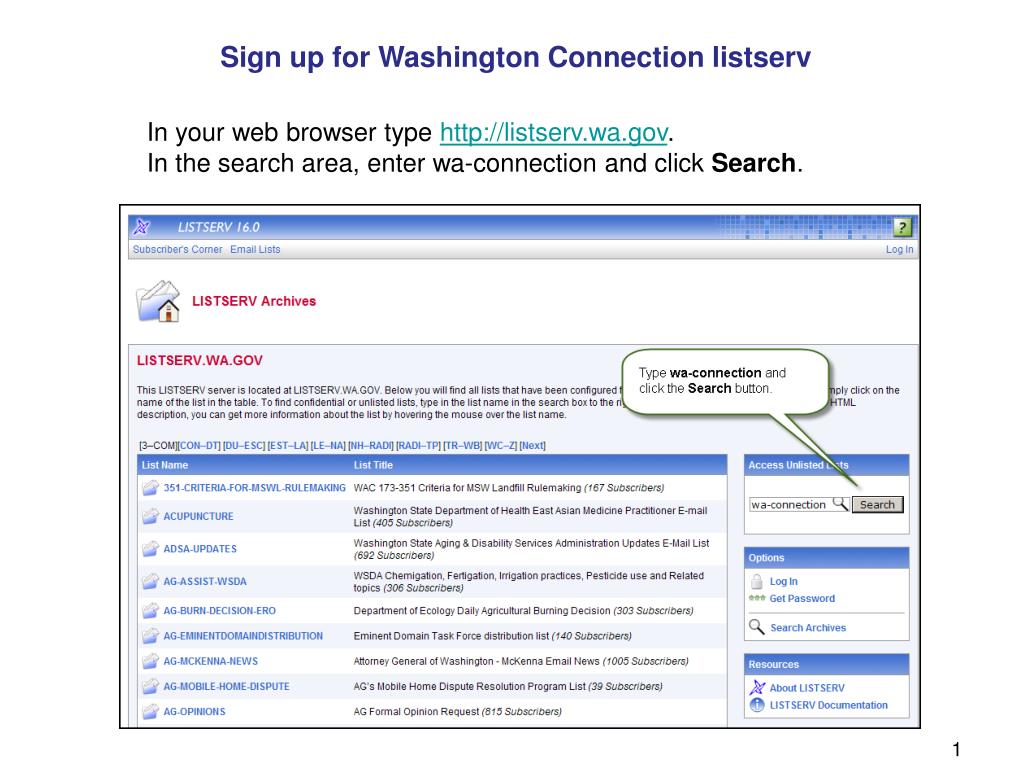 PPT Sign up for Washington Connection listserv PowerPoint
