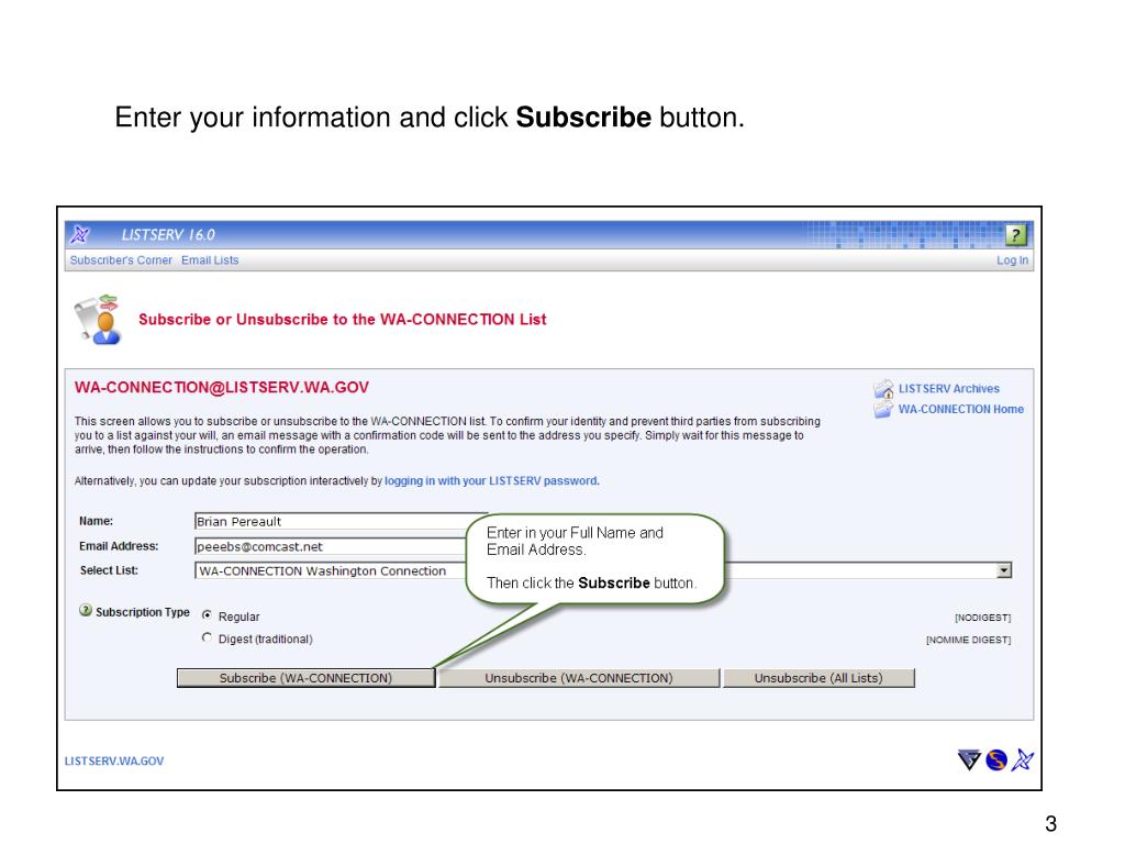 PPT Sign up for Washington Connection listserv PowerPoint