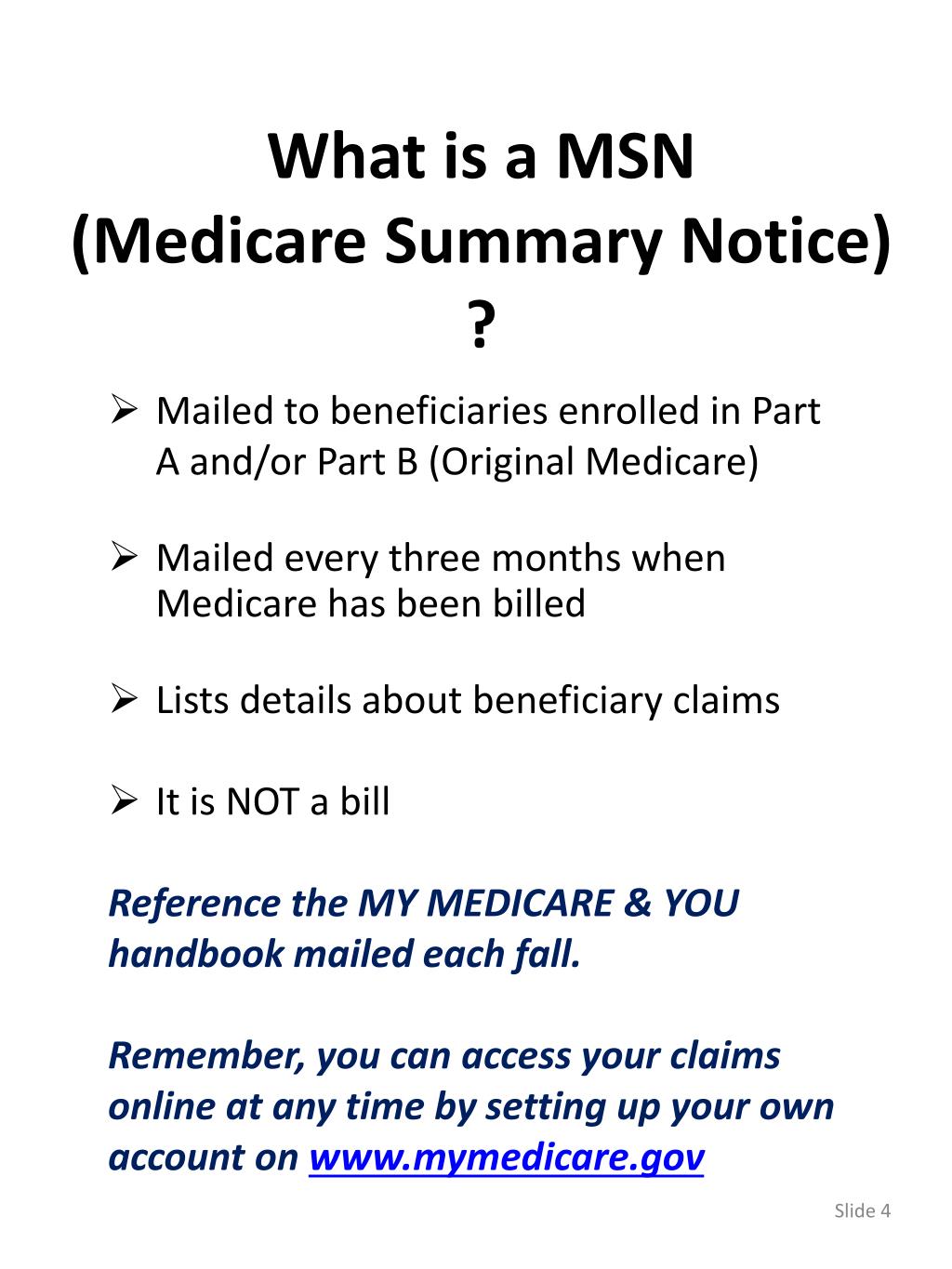 PPT How to Read Your MSN (Medicare Summary Notice) PowerPoint