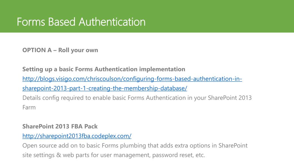 PPT SharePoint External Login Access Forms Authentication vs Azure