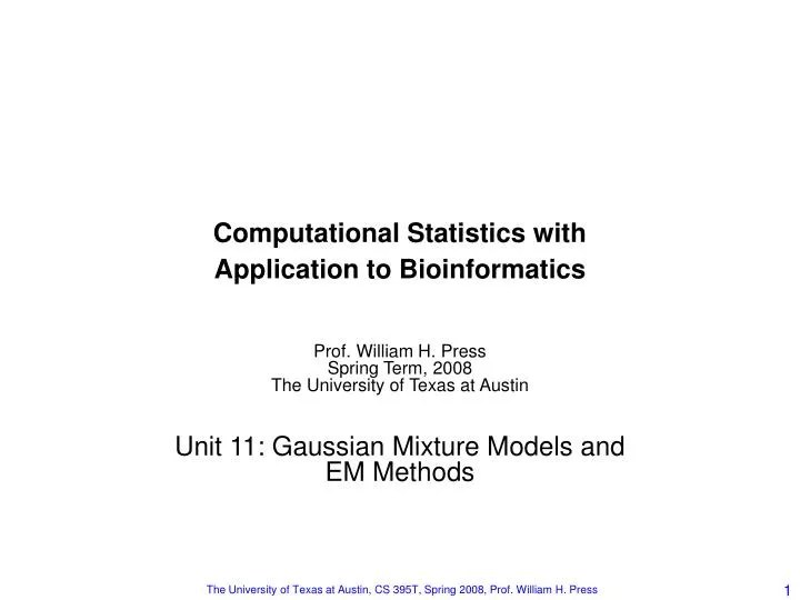 PPT Computational Statistics with Application to Bioinformatics