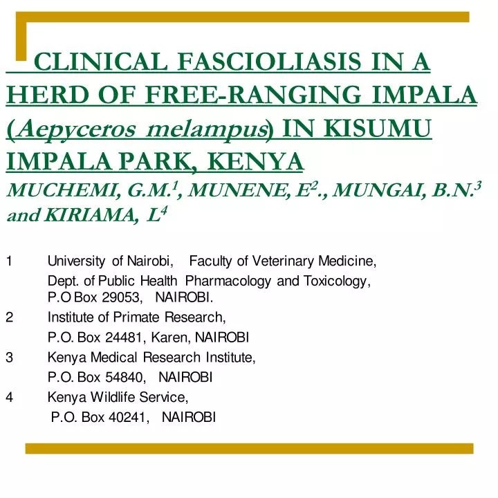 PPT 1 University of Nairobi, Faculty of Veterinary Medicine