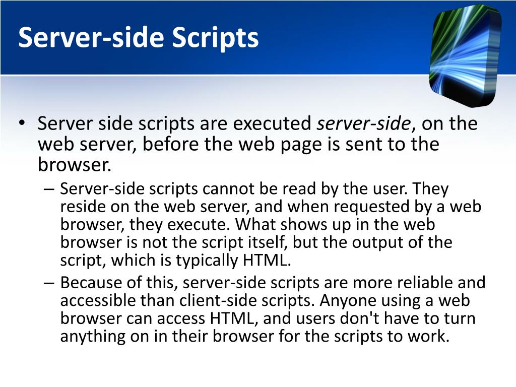PPT Scripting Clientside vs. Serverside Scripting PowerPoint