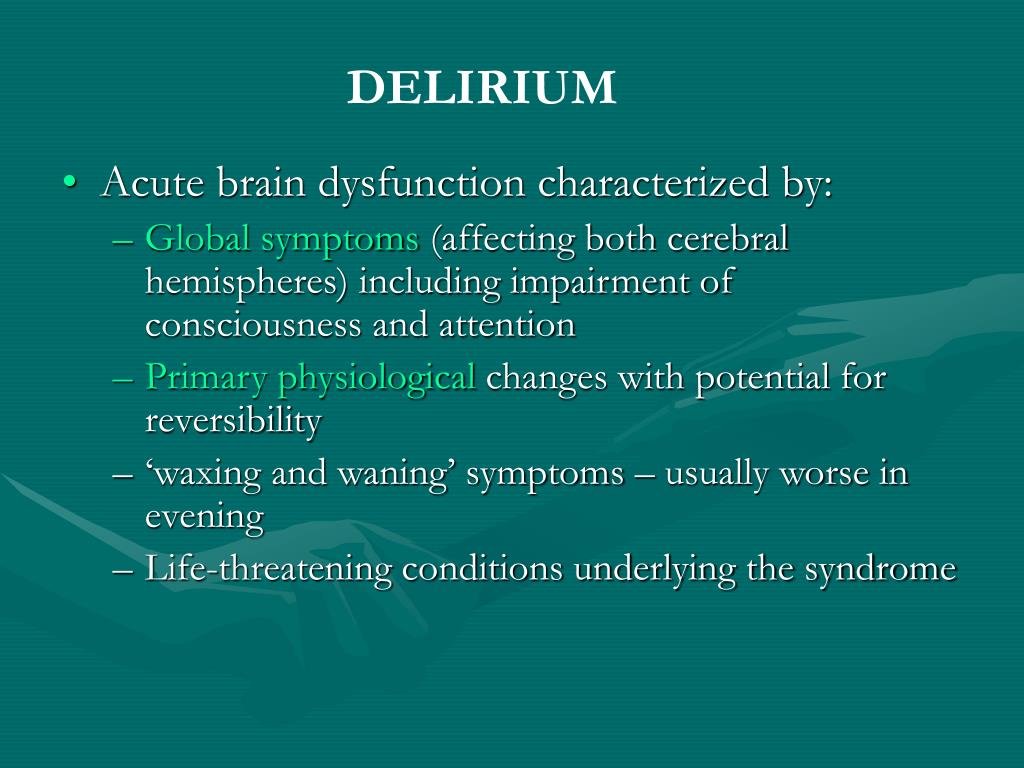 PPT Delirium & Dementia PowerPoint Presentation, free download ID
