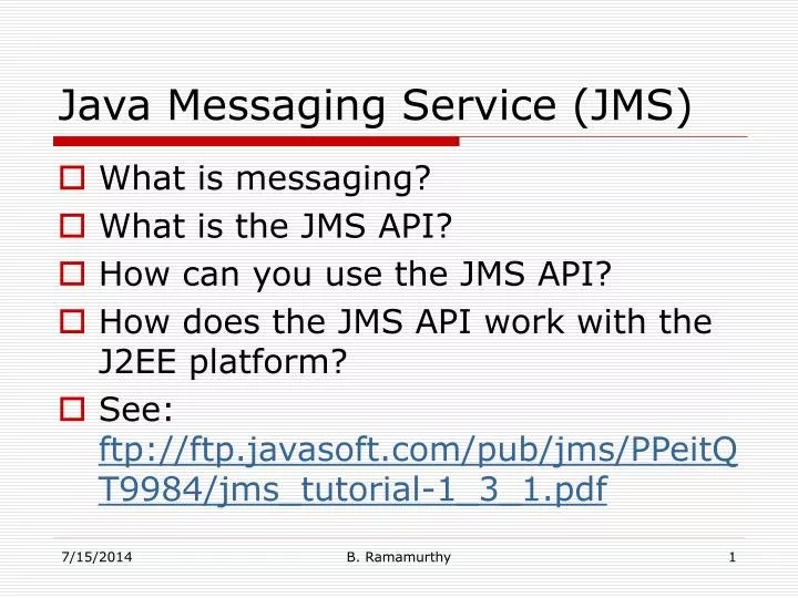PPT Java Messaging Service (JMS) PowerPoint Presentation, free download ID1777196